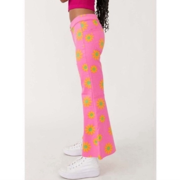 Free People Youthquake Printed Crop Flare Jeans In Lipstick Combo - Picture 5 of 6